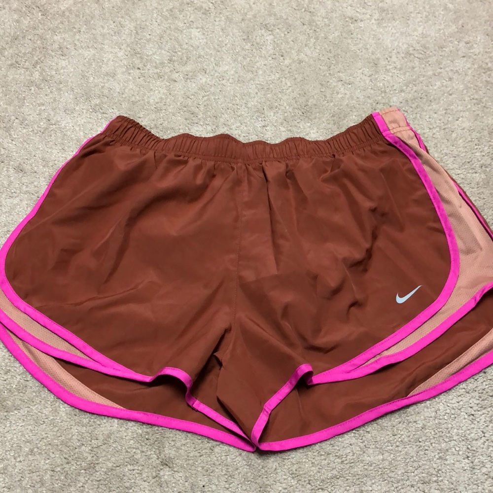 Women’s Nike Dri-Fit Running Shorts Like New Size XL Bronze Hot Pink Tan